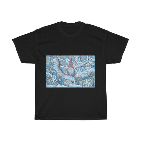 Image of Snowman, Snow, Cold, Winter, Santa Hat, Christmas, Artistic, Unisex Tee Shirt