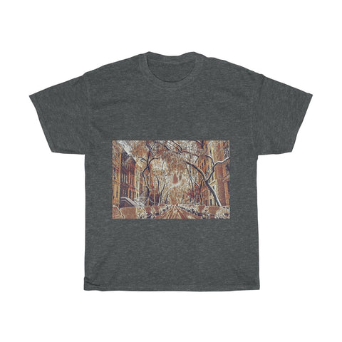 Image of Snow Street, City, Urban, Cold, Winter, Christmas, Artistic, Unisex Tee Shirt