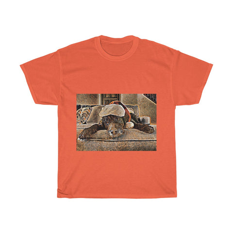 Image of Dog, Santa Hat, Christmas, Artistic, Unisex Tee Shirt