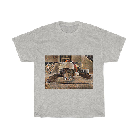 Image of Dog, Santa Hat, Christmas, Artistic, Unisex Tee Shirt