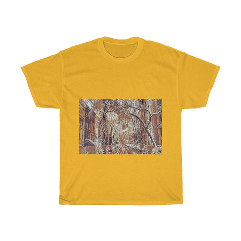 Image of Snow Street, City, Urban, Cold, Winter, Christmas, Artistic, Unisex Tee Shirt