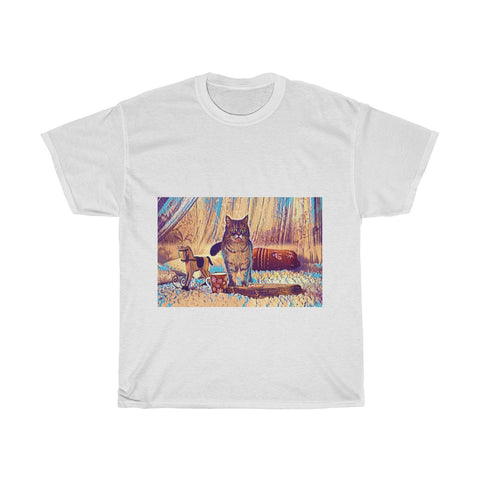 Image of Cat, Christmas, Pet, Animal, Creative, Artistic, Unisex Tee Shirt