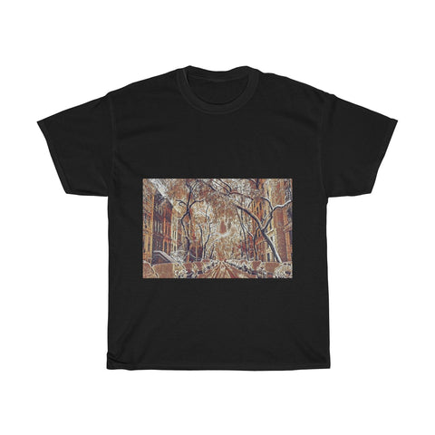 Image of Snow Street, City, Urban, Cold, Winter, Christmas, Artistic, Unisex Tee Shirt
