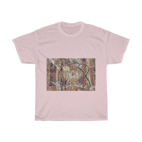 Image of Snow Street, City, Urban, Cold, Winter, Christmas, Artistic, Unisex Tee Shirt