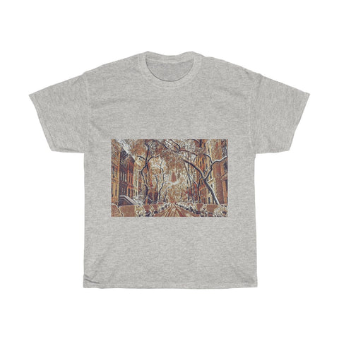 Image of Snow Street, City, Urban, Cold, Winter, Christmas, Artistic, Unisex Tee Shirt