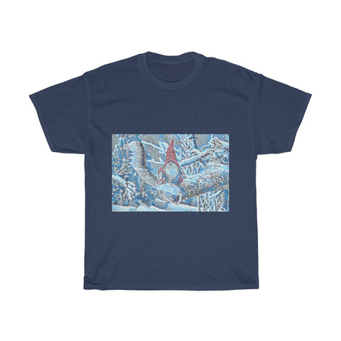 Image of Snowman, Snow, Cold, Winter, Santa Hat, Christmas, Artistic, Unisex Tee Shirt