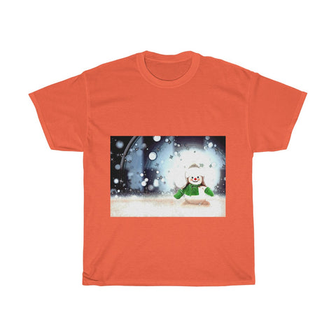 Image of Snowman, Snow, Cold, Winter, Santa Hat, Christmas, Creative, Artistic, Unisex Tee Shirt