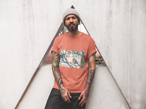 Image of Colorful Bird, Tree, Forest Artistic, Unisex Tee Shirt