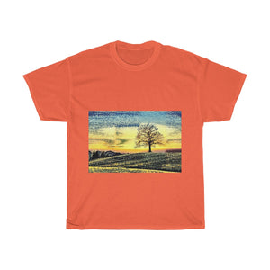 Tree, Sunset, Nature, Field, Landscape, Creative, Artistic, Unisex Tee Shirt